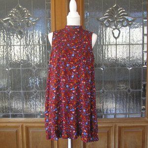 LULU'S Dress Red Floral Lined Size LARGE